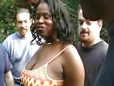 Black BBW With Huge Tits Gets Gang Banged