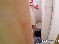 Nurse in uniform sucks doctors cock